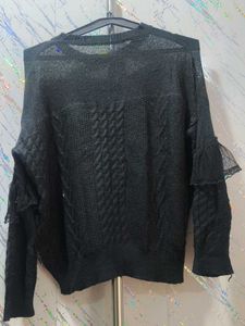 Elegant Black Ruffle Sweater