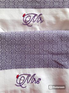 Purple Couple Bath Towel Mr&amp;Mrs Embroidery