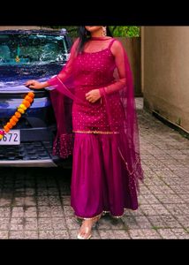 Elegant Purple Sharara Suit Set