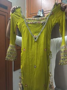 Lime Green Embroidered Salwar Kameez