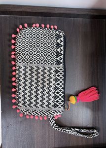 Patterned Pouch with Tassel
