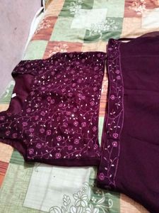 Burgundy Crop Top Skirt Set
