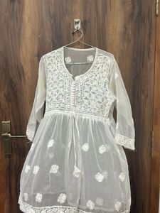 Pure White Chikenkari Kurta