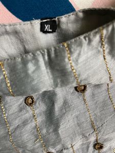 Grey Kurta With Golden Work