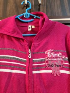 Pink Striped Full Zip Hoodie