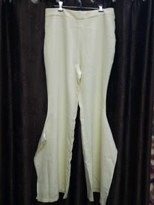 Yellow Ruffle Hem Flare Pants
