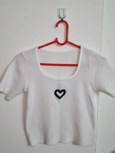Cute White Heart Top