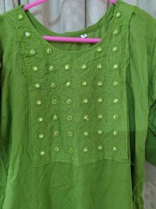 Green Embroidered Kurti