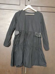 Black Long Sleeve Tiered Dress