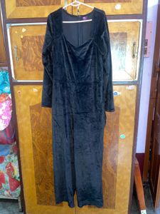 Athena Black Velvet Jumpsuit L