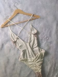 Floral Lace Plunge One-Piece Swimsuit