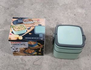 GREEN DOUBLE-LAYER PORTABLE LUNCH BOX