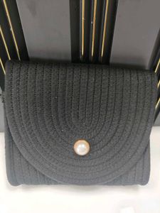 Black Woven Crossbody Bag