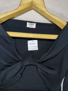 🖤Cotton:On Black Front-Knot Long Sleeve Crop