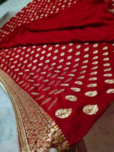 Red &amp; Gold Embroidered Saree