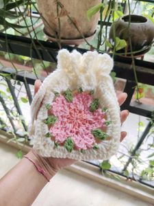 Crochet Drawstring Bag