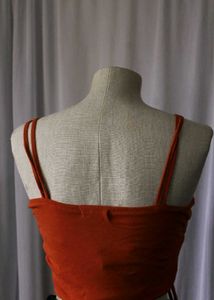 Orange Ruched Crop Top