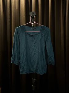 Peacock Blue Three-Quarter Sleeve Blouse