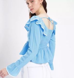 Cute Blue Ruffle Top