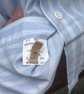 Korean Light Blue And White Striped Shirt