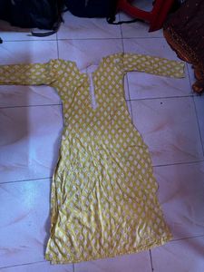 Yellow Printed Kurta