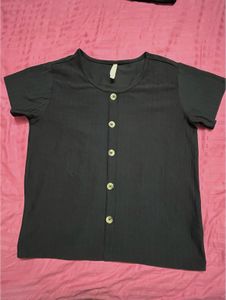 Black Button-Down T-Shirt