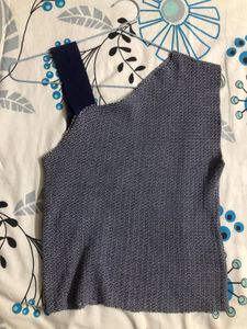 Blue One Shoulder Top