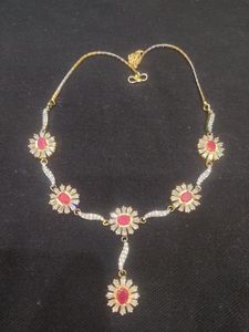 Pretty And Elegant AD Necklace With Matching Earri