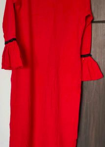 Red Embroidered Kurta