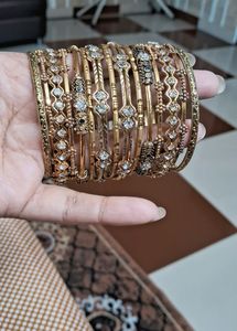 Oxidised Golden Bangles Set