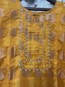 Yellow Printed Kurta