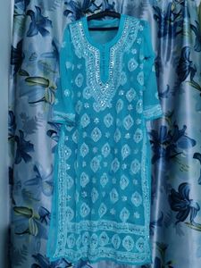 Teal Embroidered Kurti