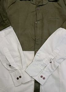 Calvin Klein Jeans Olive &amp; White Button-Down