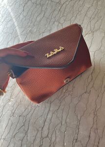 Zara Official Brown Crossbody Bag