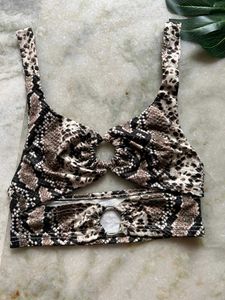 Snakeskin Print Bikini Top