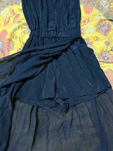 Black Strapless Chiffon Dress
