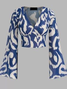 Stylish Blue & White Print Top