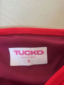 Tuckco Red Cropped Tank with in bulit bra