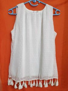 Beautiful White Tassel Top