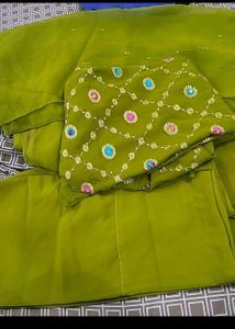 Green Embroidered Kurta Set