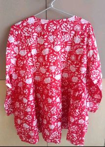 Red Floral Print Top