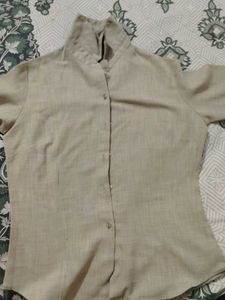 Tan Button-Down Blouse