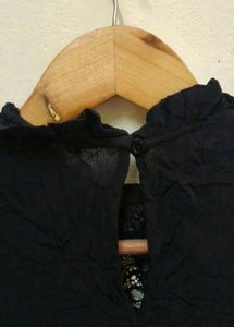 Trendy New Black Lace Detail Blouse