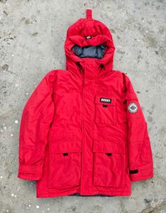 DICKIES RED HODDED PUFFER JACKETS