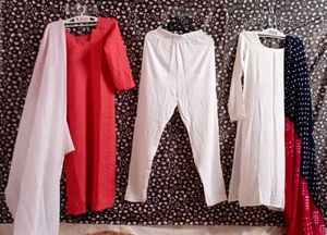 White Kurta Set With Badhani Dupatta