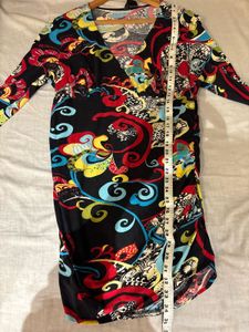 Vintage Patterned V-Neck Dress