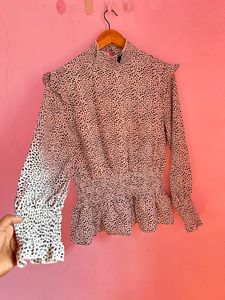 PRINTED OFF WHITE FORMAL TOP