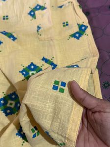 Yellow Pure Cotton Kurti