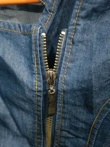 Denim Vest with Asymmetrical Zipper