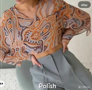 New With Tag Korean Crop Flair Top